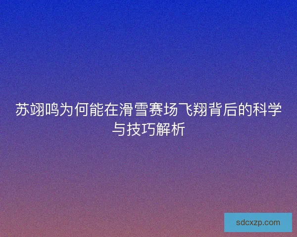 苏翊鸣为何能在滑雪赛场飞翔背后的科学与技巧解析